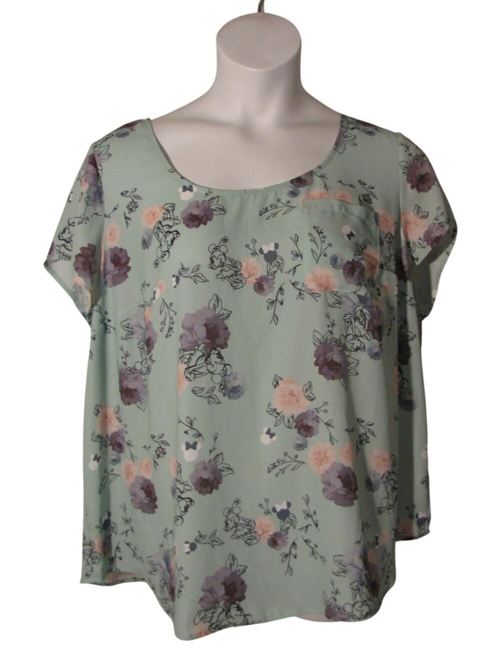 Torrid Disney 2 2X NEW Minnie Mouse Green Purple Shirt Top Blouse NWT